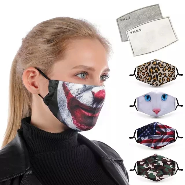 Reusable Washable Cloth Face Mask with Replaceable Pm2.5 Filter Anti Dust Bacteria Mouth Kid Children Mask