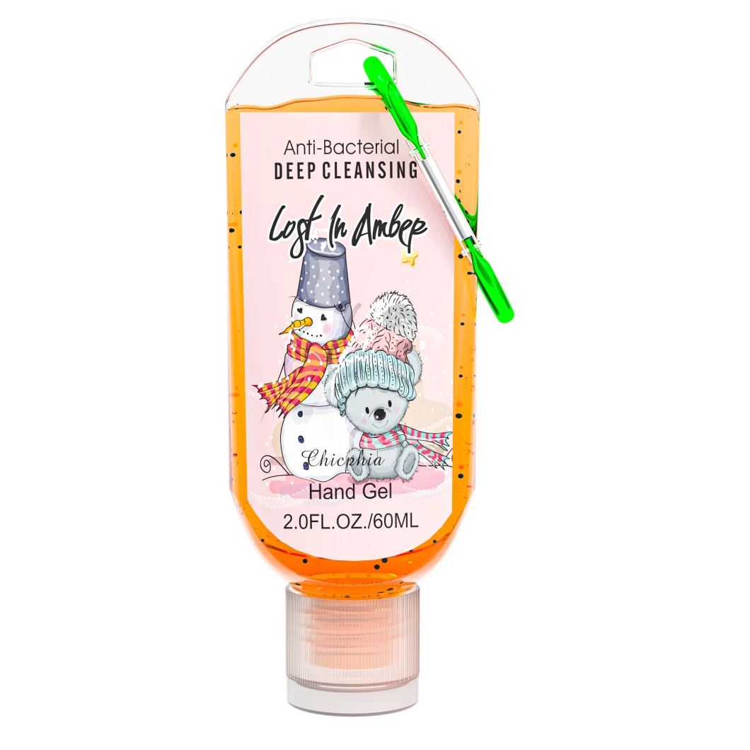 Natural Strawberry Scented Instant Hand Sanitizer Gel 60ml Hand Sanitizer with Keychain Holder